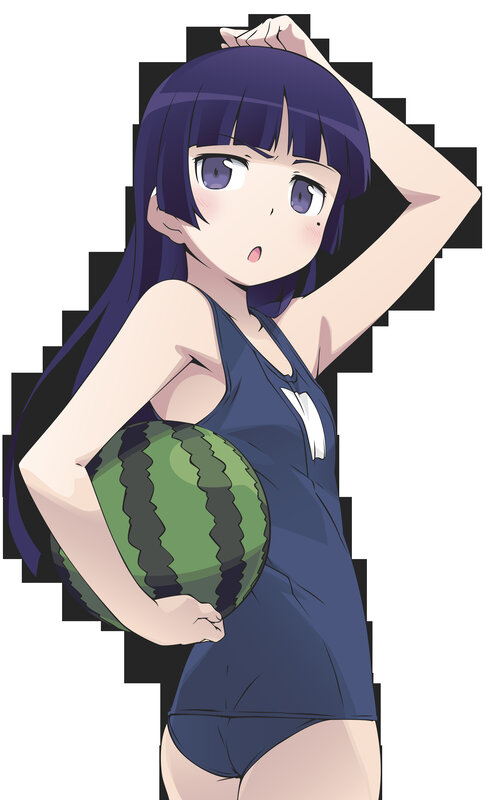 anime girl with watermelon