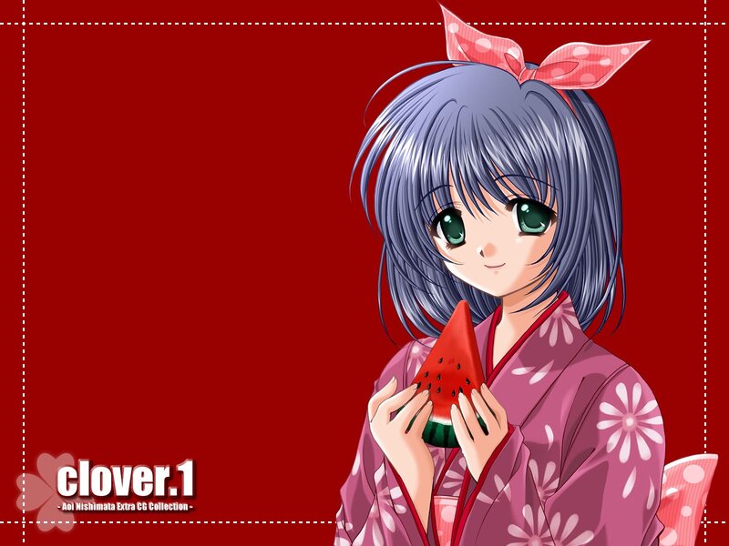 Anime girl with watermelon