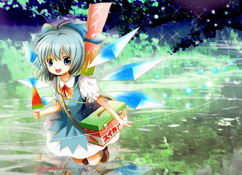 Anime Girl with Watermelon — Blue