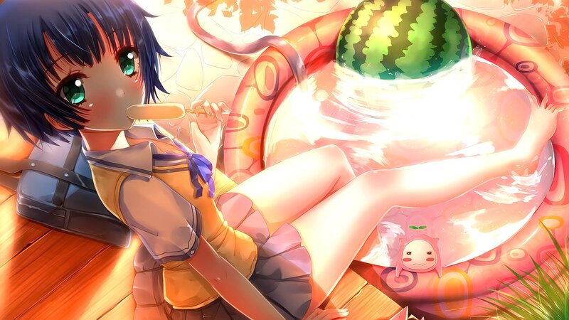Anime Girl with Watermelon — Orange