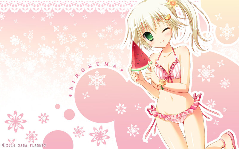 Anime Girl with Watermelon — Pink