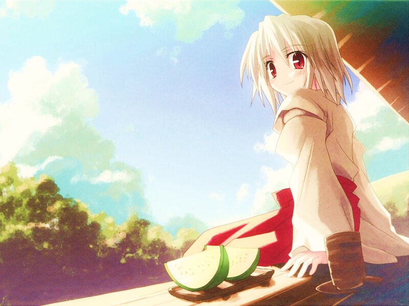 Anime girl with watermelon slice