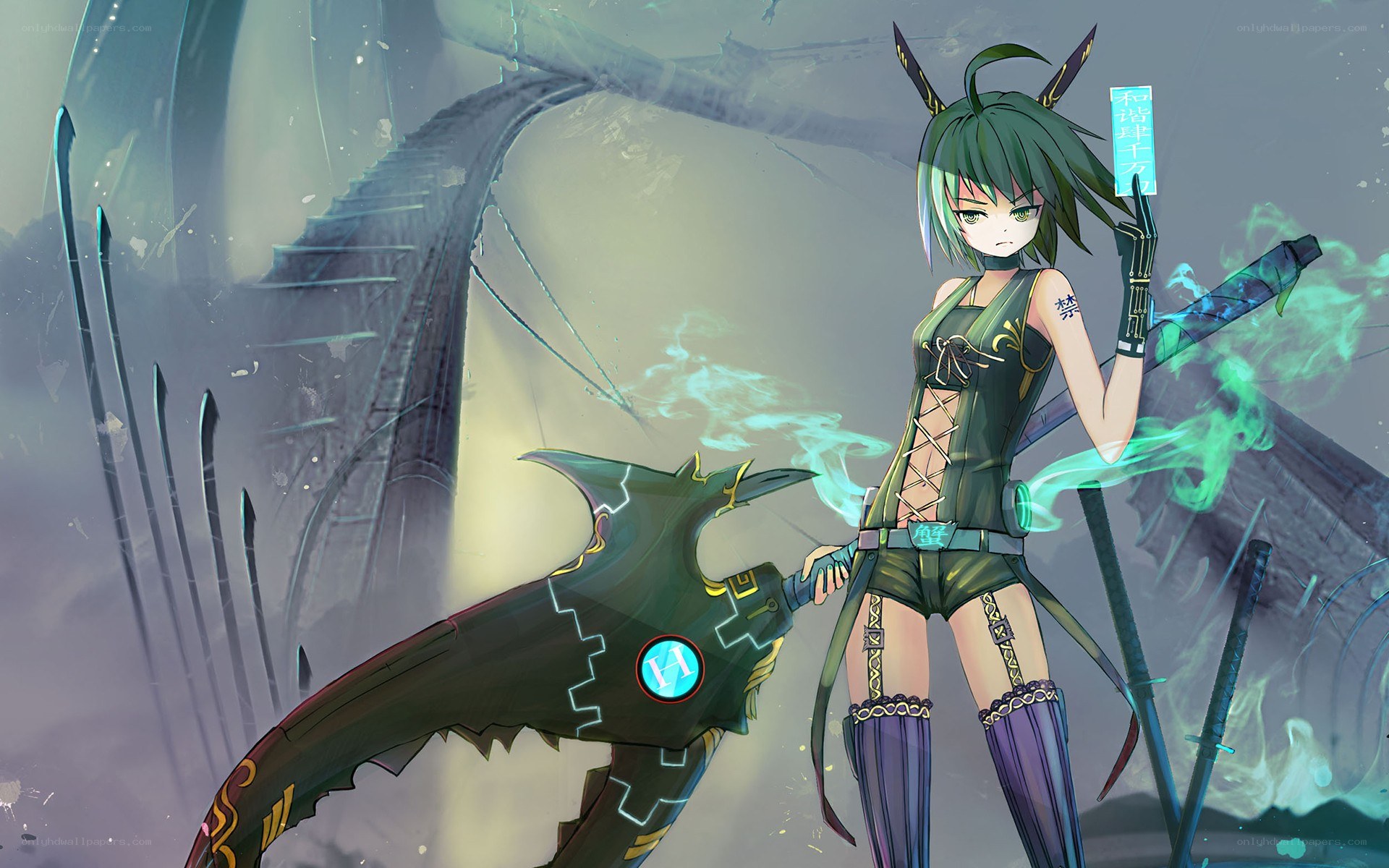 anime girl with weapon