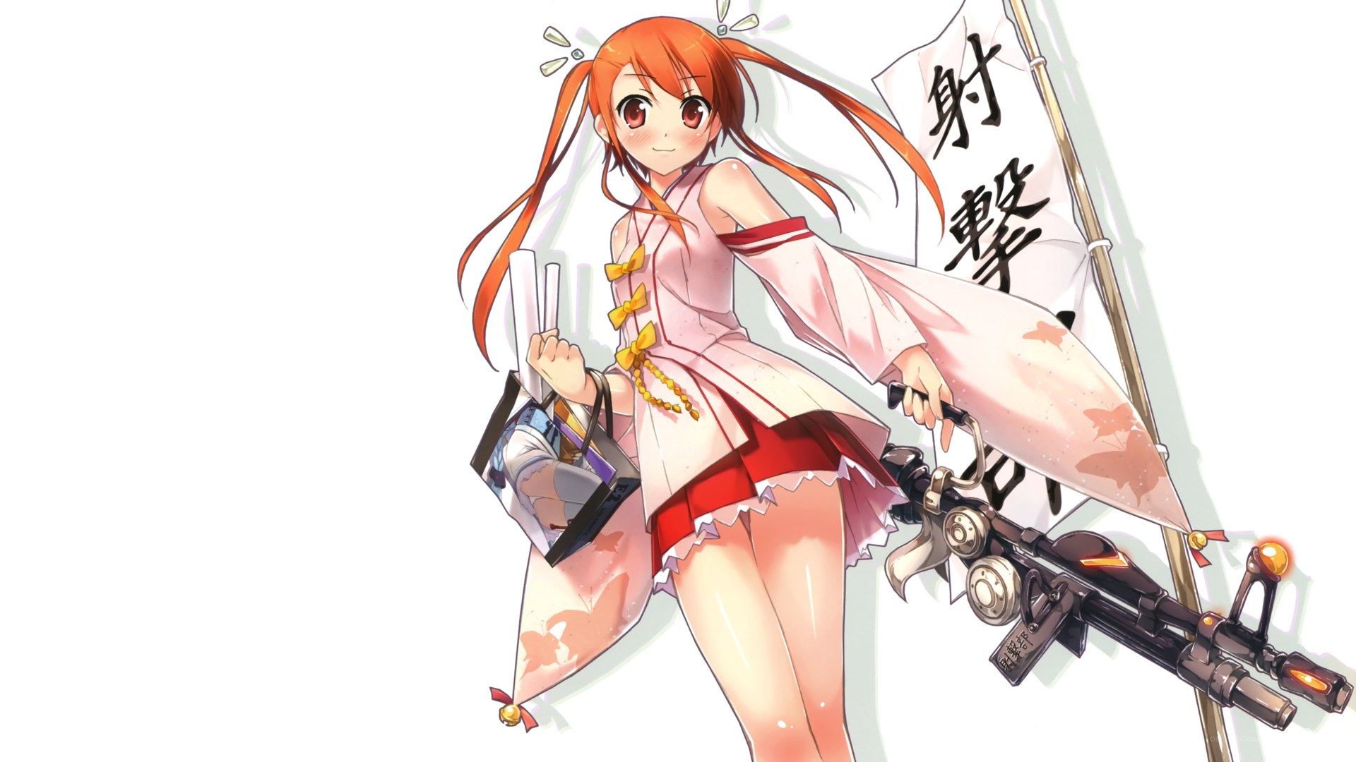 Anime girl with weapon and flag