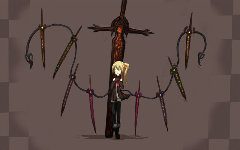 anime girl with weapon array