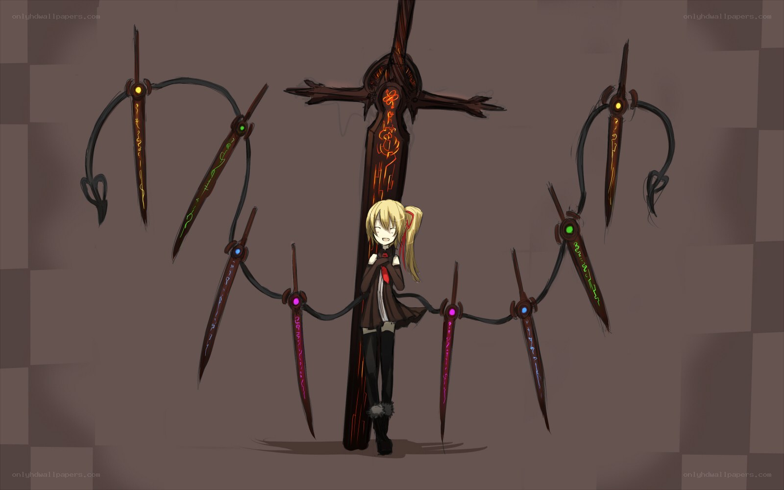 anime girl with weapon array