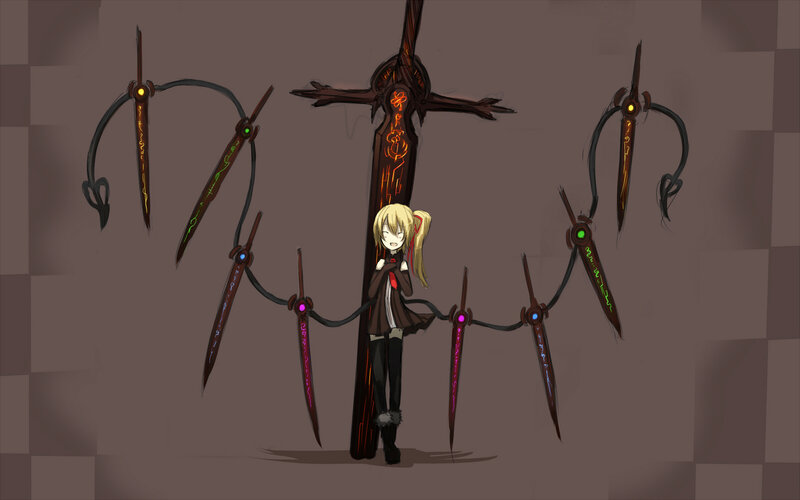 Anime girl with weapon array