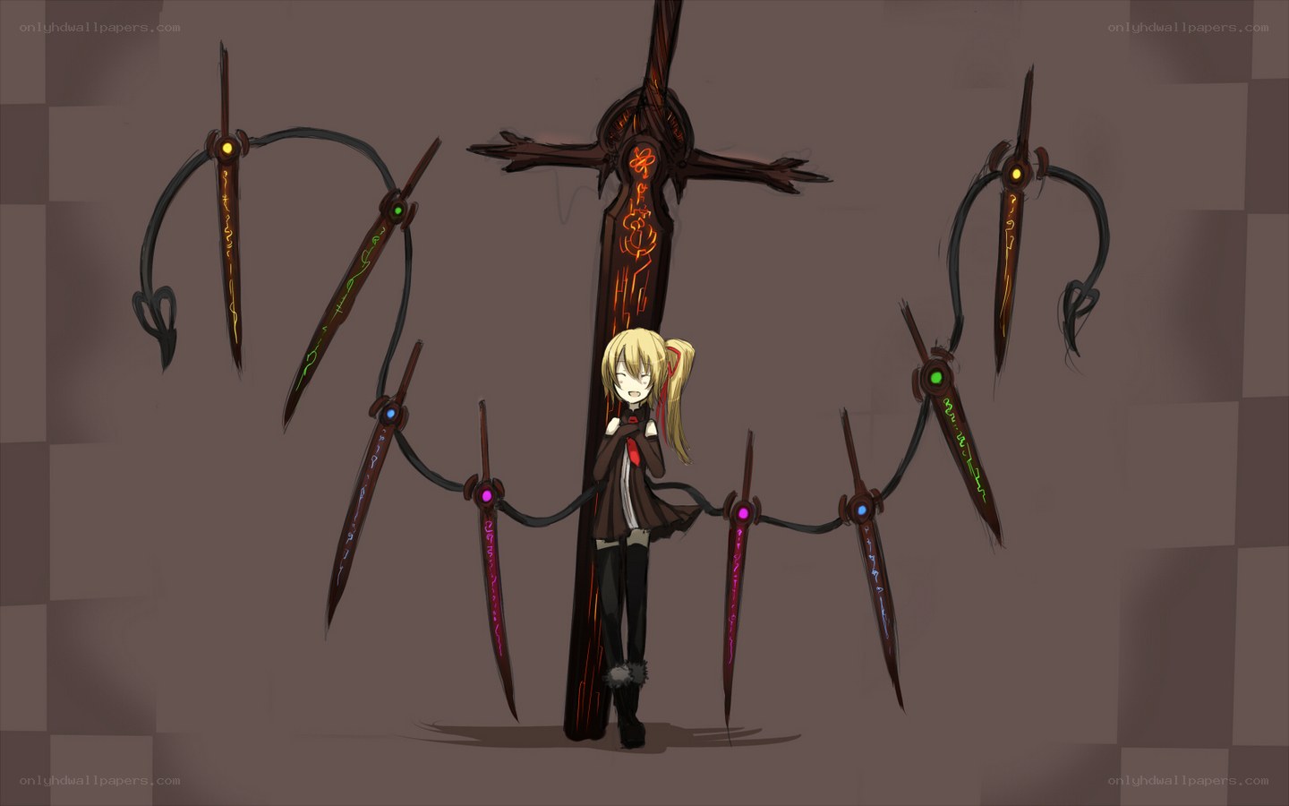Anime girl with weapon array