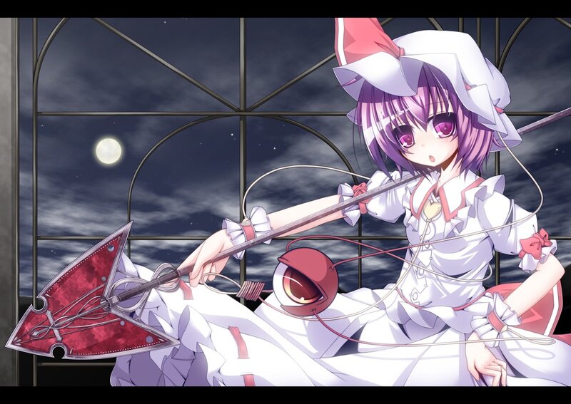 Anime girl with weapon at night