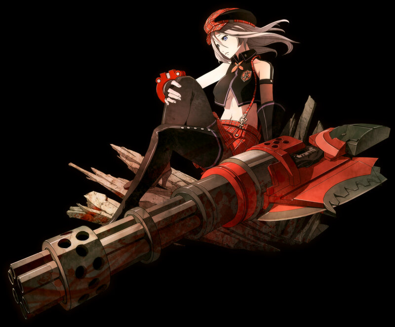 Anime Girl with Weapon — Black, Dramatic, Digital Art, Gun