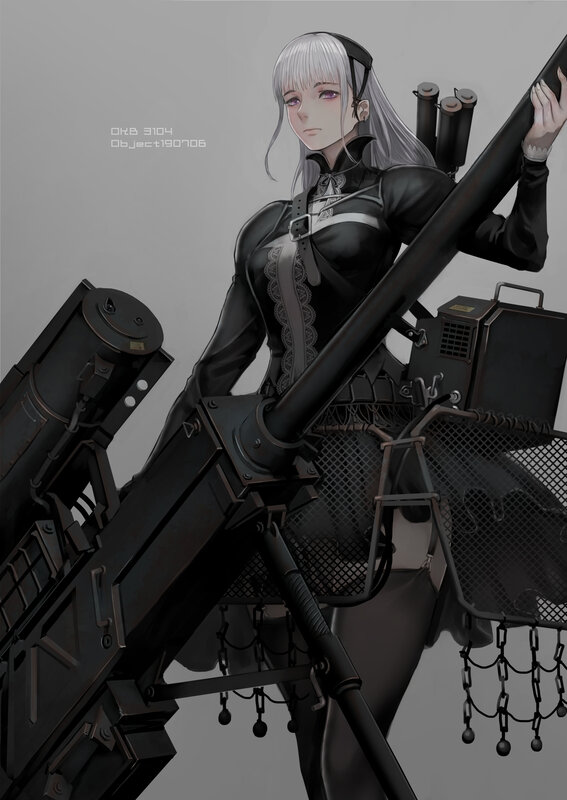 Anime Girl with Weapon — Black, Dramatic, Digital Art, Headset