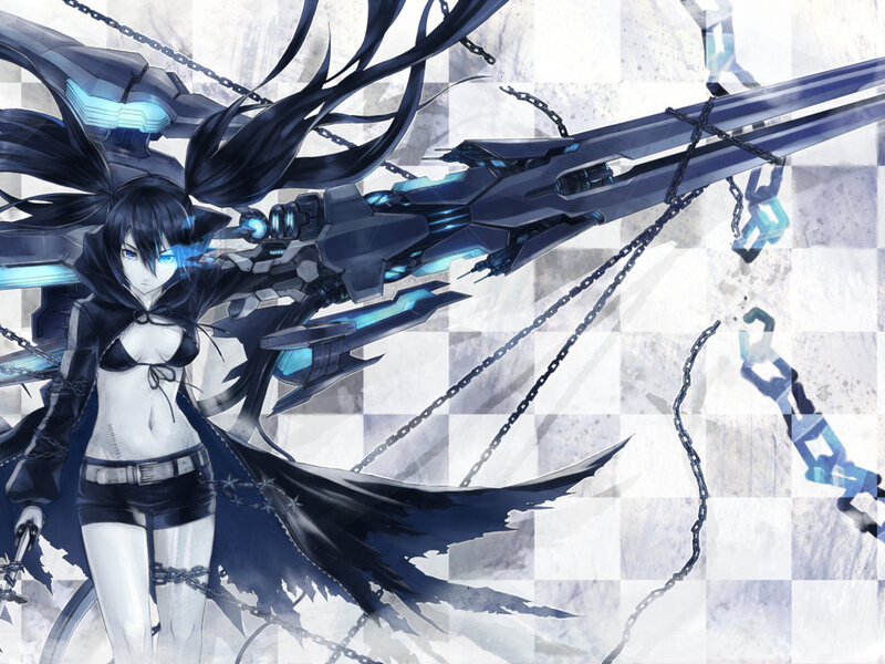 Anime Girl with Weapon — Black, Dramatic, Digital Art