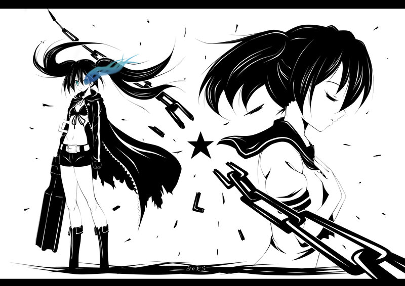 Anime Girl with Weapon — Black, Dramatic, Manga