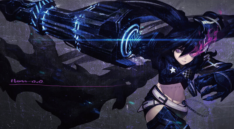 Anime Girl with Weapon — Black, Dramatic, Night, Digital Art, Dark Background
