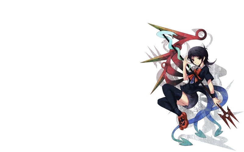 Anime Girl with Weapon — Black, Dynamic, School Uniform