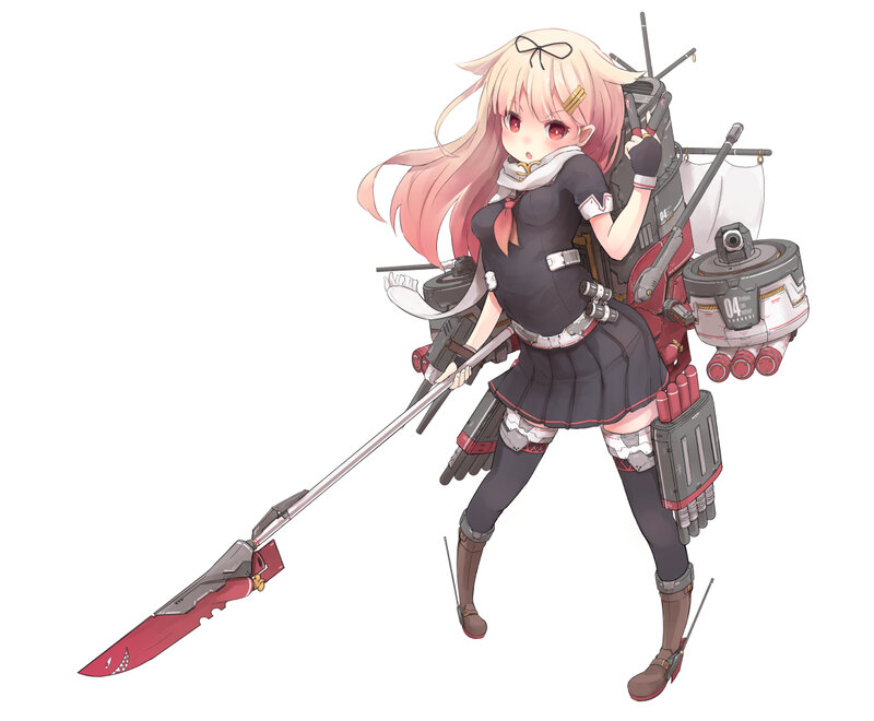 Anime Girl with Weapon — Black, Neutral