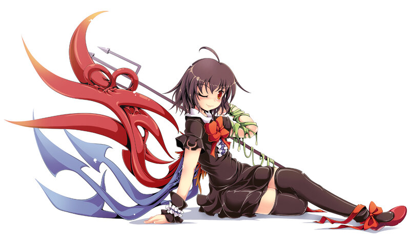 Anime Girl with Weapon — Black, Playful