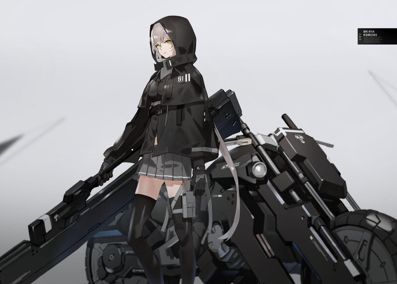 Anime Girl with Weapon — Black, Serious