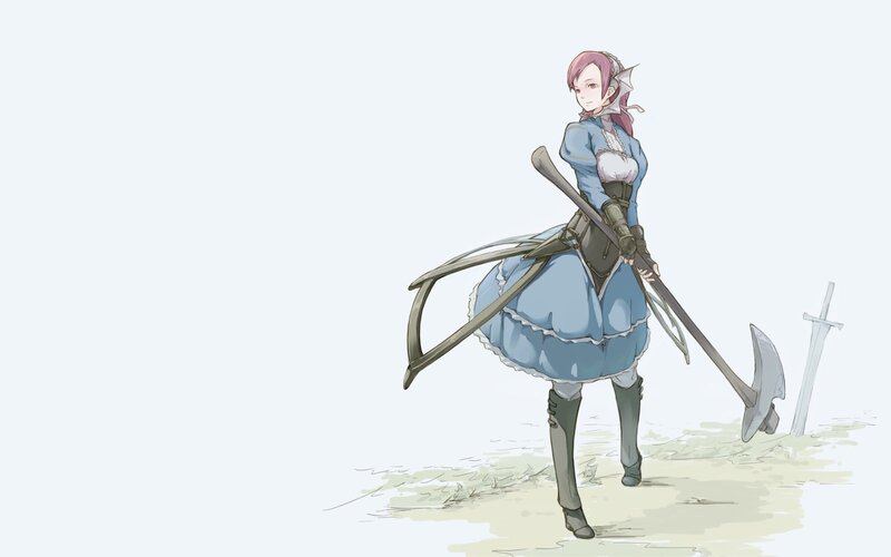 Anime Girl with Weapon — Blue, Calm, Digital Art
