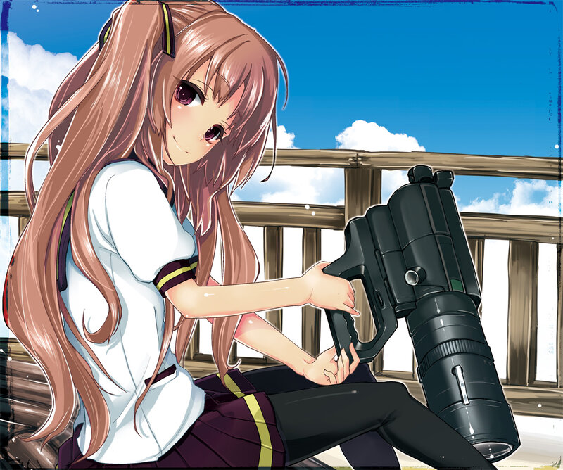 Anime Girl with Weapon — Blue, Calm