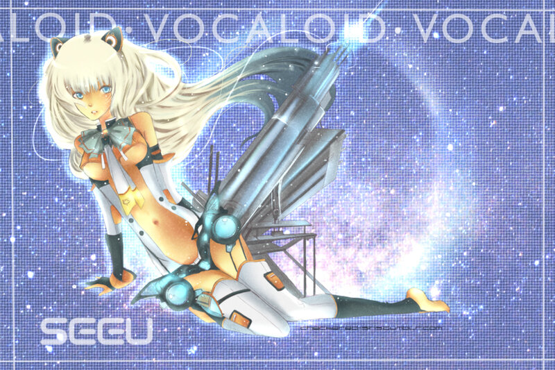Anime Girl with Weapon — Blue, Dramatic, Digital Art, Cat Ears