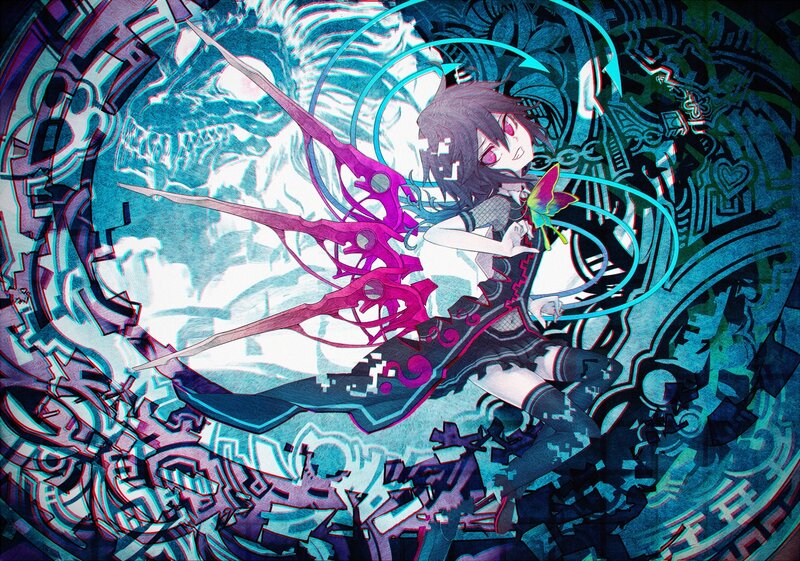 Anime Girl with Weapon — Blue, Dramatic, Digital Art, Dragon