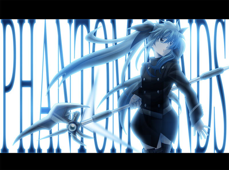 Anime Girl with Weapon — Blue, Dramatic, Digital Art, Long Hair