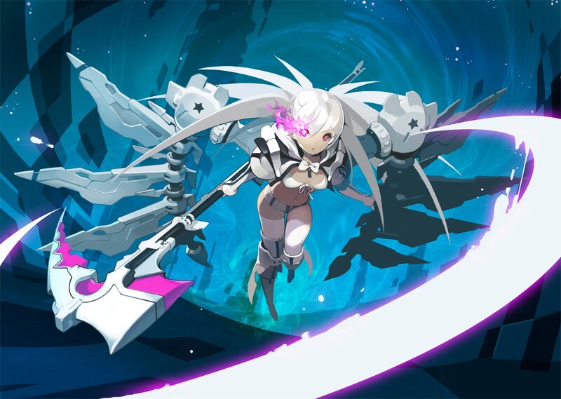 Anime Girl with Weapon — Blue, Dramatic, Digital Art, Mecha