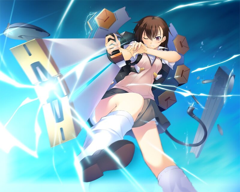 Anime Girl with Weapon — Blue, Dramatic, Energy Blast