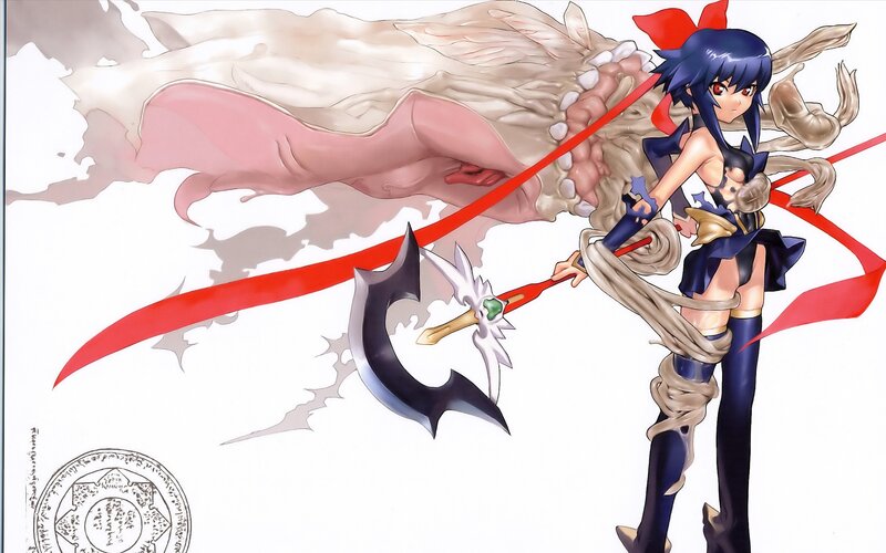 Anime Girl with Weapon — Blue, Dramatic, Manga, Sword
