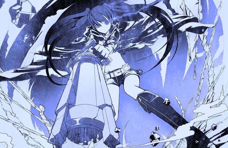 Anime Girl with Weapon — Blue, Dramatic, Manga