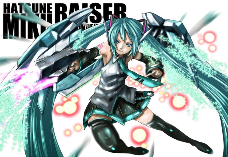Anime Girl with Weapon — Cyan