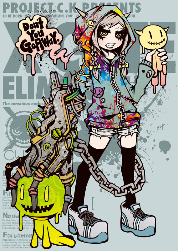 Anime Girl with Weapon — Gray, Aggressive
