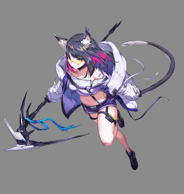 Anime Girl with Weapon — Gray, Dynamic