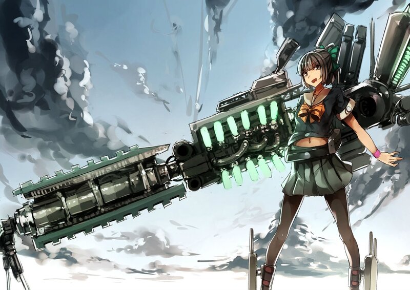 Anime Girl with Weapon — Green, Dramatic, Manga
