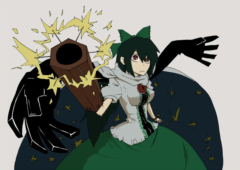 Anime Girl with Weapon — Green, Dramatic