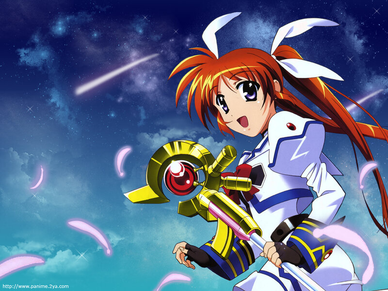 Anime girl with weapon in space