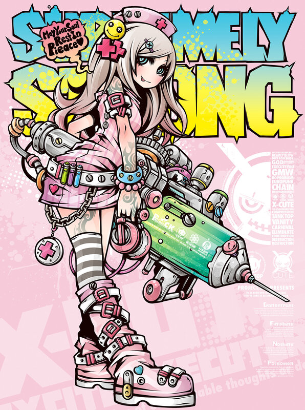 Anime Girl with Weapon — Pink, Aggressive