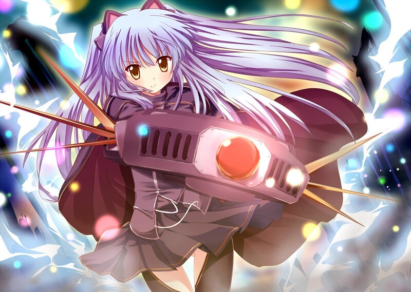 Anime Girl with Weapon — Purple, Dramatic, Cat Ears