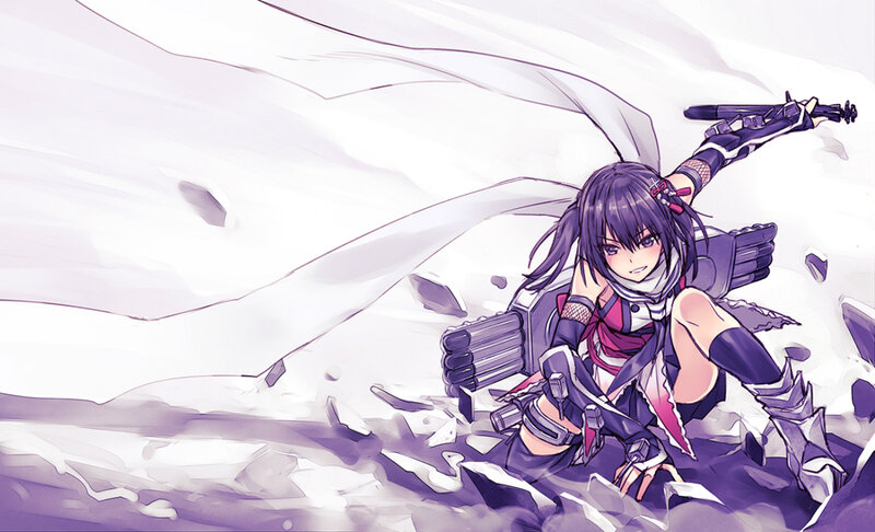 Anime Girl with Weapon — Purple, Dramatic, Manga