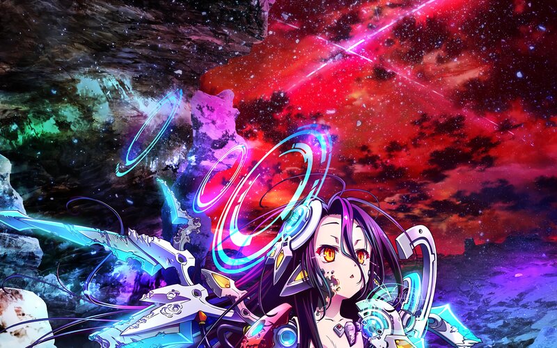 Anime Girl with Weapon — Purple, Dramatic, Night, Digital Art, Space
