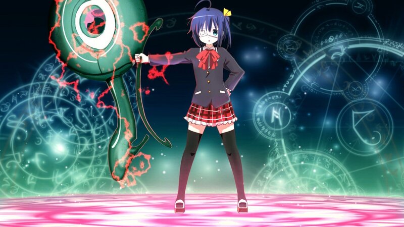 Anime Girl with Weapon — Purple, Dramatic, Night, School Uniform