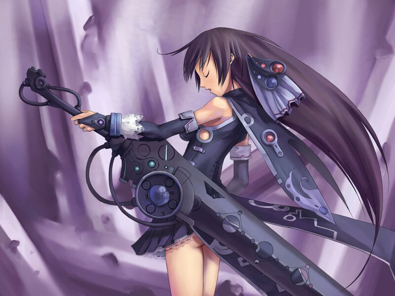Anime Girl with Weapon — Purple, Dramatic