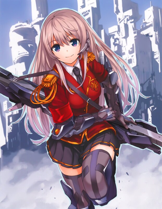 Anime Girl with Weapon — Red, Determined