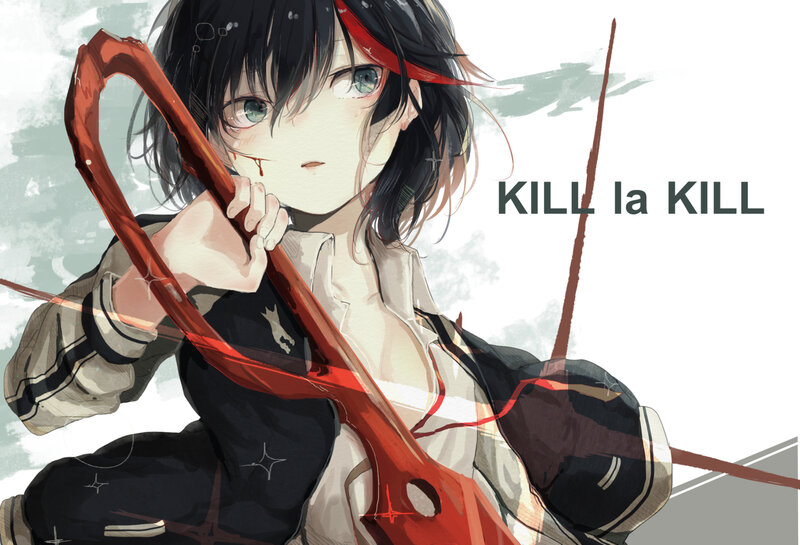 Anime Girl with Weapon — Red, Dramatic, Blood