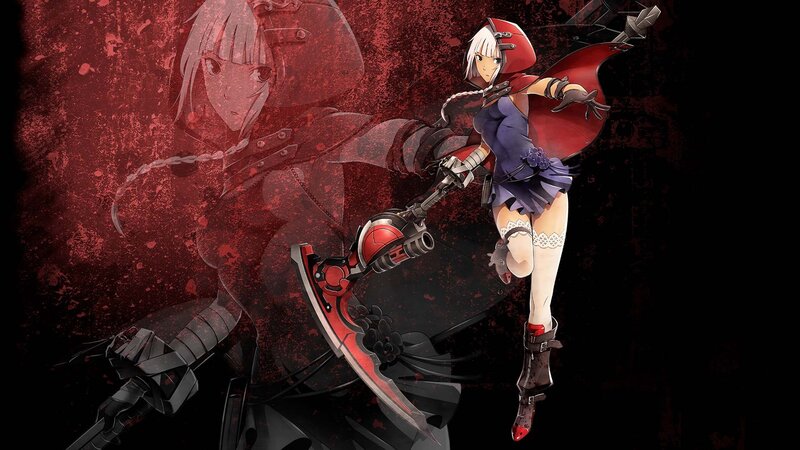Anime Girl with Weapon — Red, Dramatic, Digital Art, Red Cape