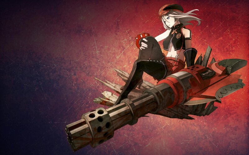 Anime Girl with Weapon — Red, Dramatic, Hat