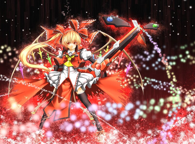 Anime Girl with Weapon — Red, Dramatic, Intense