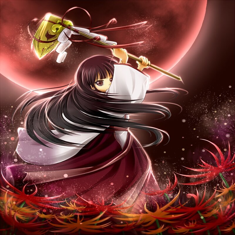 Anime Girl with Weapon — Red, Dramatic, Night