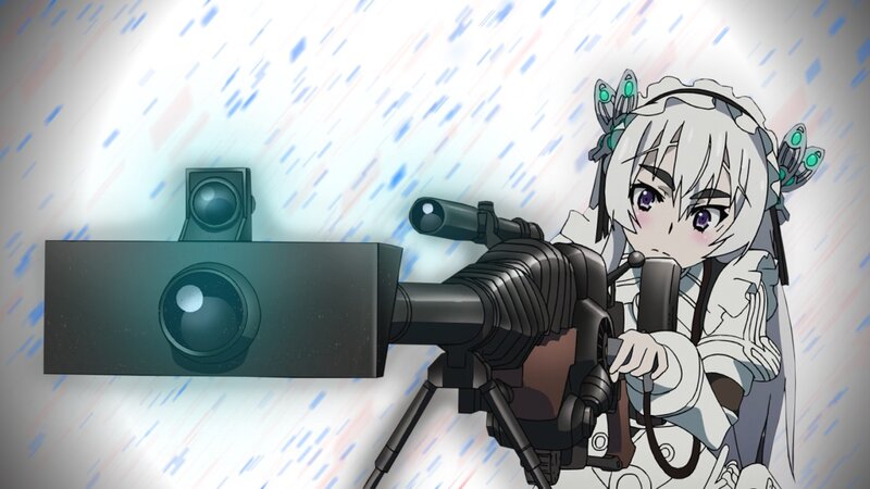 Anime Girl with Weapon — White, Dramatic, Camera